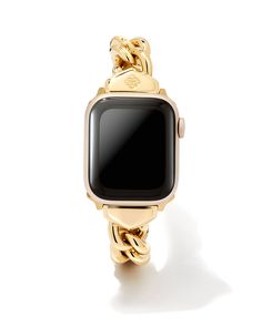 Buy Whitley Chain Watch Band in Gold Tone Stainless Steel at KendraScott. Chain Watch, Gold Apple Watch, Bar Jewelry, Samsung Galaxy Watch, Kendra Scott Jewelry, Bracelet Stack, Kendra Scott, Watch Band, Apple Watch Bands