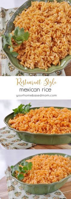 mexican rice is served in two serving dishes