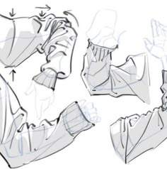 some drawings of shoes with different angles and shapes to show how they are folded up