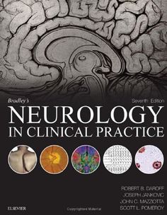 the book cover for neurology in clinic practice, with an image of a brain and