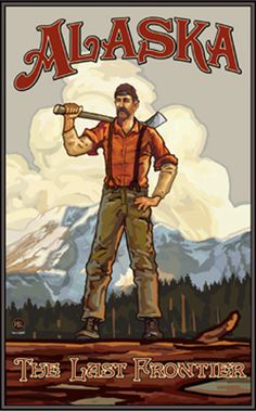 a man holding a large ax in front of mountains and trees with the words minnesota on it