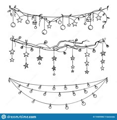 christmas lights and garlands hanging from the ceiling royalty photo - illustration on white background