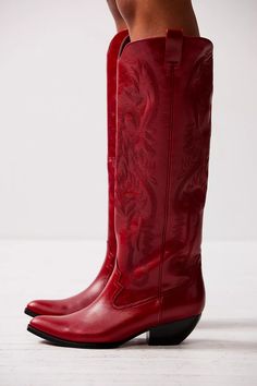 Finn Tall Western Boots | Free People Flat Cowboy Boots, Western Boot Outfit, Tall Western Boots, Red Cowgirl Boots, Western Boots Outfit, Tall Western Boot, Red Core, Drawing Refrences, Upcoming Fashion Trends