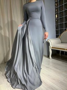 Sheath Party Dress Evening Gown Minimalist Dress Wedding Guest Formal Evening Floor Length Long Sleeve Jewel Neck Satin with Pleats 2024 2024 - $139.99 Teens Outfits, Outfit Verano, Outfit Sport, Wedding Guest Formal, Accessories Outfit, Minimalist Dress, Outfit Autumn, Evening Dresses Online, Cheap Evening Dresses