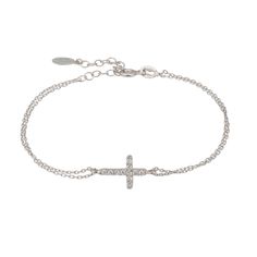 Discover the serene beauty of our Sterling Silver Divine Cross Bracelet, a delicate symbol of faith and spirituality crafted in pure 925 sterling silver. This bracelet is a testament to your devotion, perfect for commemorating significant religious milestones such as baptisms and confirmations. The elegant cross charm, adorned with a fine line of cubic zirconia, adds a gentle sparkle, reminiscent of divine light. Ideal for those who cherish harmony in their accessories, this bracelet pairs beaut Elegant Sterling Silver Cross Rosary Bracelet, Elegant Silver Rosary Bracelet With Adjustable Chain, Sterling Silver Promise Bracelets, Sterling Silver White Gold Bracelet For Promise, Sterling Silver White Gold Promise Bracelet, Dainty Silver Bracelets For Promise, Dainty Silver Promise Bracelets, Delicate Sterling Silver Bracelet, Delicate Sterling Silver Diamond Jubilee Bracelet