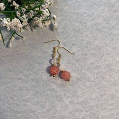 Already Made, ready to ship. Fish hook earring closure on a pendent with 2 rounded orange and white beads as well as gold accent beads. Everything is beads, there are no precious metals. Gold Beaded Earrings, Gold Bead Earrings, Fish Hook Earrings, Gold Accent, Bead Earrings, White Beads, Black Crystals, Orange White, Hook Earrings