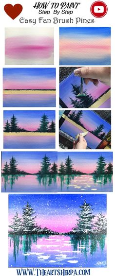 how to paint easy step by step pine trees