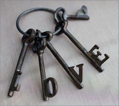 several keys that say love and have the word love written on them