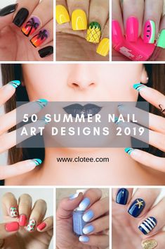 50 Summer Nail Art Design Ideas 2019 ~ Clotee.com Nail Art Designs 2022, Summer Nail Tutorials, Summer Holiday Nails, Nail Art For Short Nails, Art For Short Nails, Summer Nails Designs, Beach Nail Art, Wave Nails, Beach Nail Designs