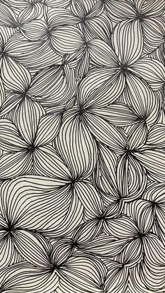 black and white drawing of wavy lines on a sheet that looks like an abstract pattern