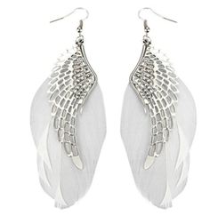 Silvertone Feather Angel Wing Earrings Feather Earrings Diy, Drop Earrings Wedding, Elf Ear Cuff, Feather Earrings Silver, Feather Angel Wings, Earrings Feather, Earrings Real, Silver Angel Wings, Angel Wing Earrings