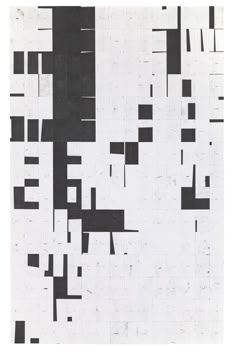 an abstract black and white painting with squares