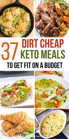 keto meal collage with text overlay that reads 377 diet cheap keto meals to get on a budget