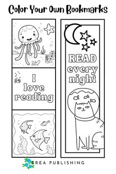 coloring bookmarks with the words read every night and i love reading