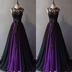 Find many great new & used options and get the best deals for Gothic Wedding Dress Black Purple Chiffon Sleeveless Lace Applique Bridal Gowns at the best online prices at eBay! Free shipping for many products! Wedding Dress Colour Combination, Purple Wedding Dress With Sleeves, Purple And Black Lace Dress, Black Aline Wedding Dresses, Pagan Bridesmaid Dresses, Dark Purple And Black Prom Dress, Purple Wedding Dresses The Bride, Black Purple Wedding Dress, Romantic Gothic Wedding Dress