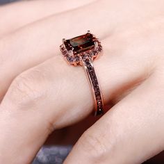 Chocolate Diamond Engagement Ring, Chocolate Diamond Ring Engagement, Chocolate Diamond Ring, Jeulia Jewelry, Brown Diamond Ring, Radiant Moissanite, Silver Promise Rings, Chocolate Diamond, Garnet Engagement Ring