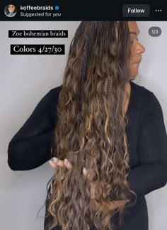 Boho Braids Color Ideas, Boho Braids Body Wave, Gypsylocs Hairstyles, Highlight Boho Braids, Mermaid Boho Braids, Braids On Brown Skin, Extra Small Boho Knotless Braids, Body Wave Boho Braids, Copper Brown Braids