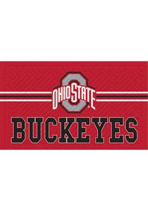 the ohio state buckeyes logo on a red background