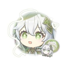 an anime character with white hair and green eyes, holding a heart shaped object in her hand