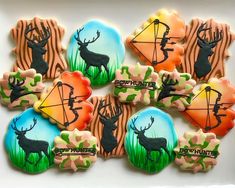 decorated cookies in the shape of deer hunting