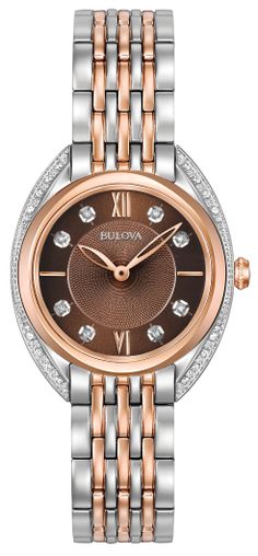 98R230 Women's Classic Diamond Watch Bulova Watches, Classic Watches, Brown Diamond, Women Diamond, Two Tone Watch, Diamond Watch, Women's Watch, Classic Collection, Stainless Steel Watch