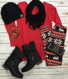 Christmas Leggings Outfit, Christmas Outfit Ideas For Women Classy, Printed Leggings Outfit, Casual Leggings, Winter Attire, Christmas Leggings, Christmas Clothes