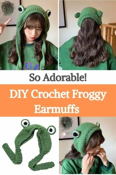 crochet froggy earmuffs are so adorable and easy to make