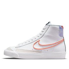 (GS) Nike Blazer Mid '77 SE 'White Magic Ember' DJ0265-100 (SNKR/Skate/Casual/Mid Top/Embroidery/Wear-resistant) Baddie Shoes, Aesthetic Hoodies, Nike Blazers, Top Embroidery, Nike Branding, Nike Blazer Mid 77, Nike Blazer Mid, Nike Air Shoes, Nike Blazers Mid