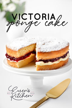 A traditional Victoria sandwich cake is an English baking classic made up of a moist yet fluffy vanilla sponge cake filled with rich buttercream and fruity jam! This easy recipe for homemade Victoria Sponge Cake with Buttercream uses the all-in-one method. It’s a delicious, buttery, tender cake with a thick layer of raspberry jam.

Stop at errenskitchen.com for more easy, delicious dessert recipes! Vegan Sponge Cake Recipe, English Baking, Victoria Sponge Recipe, Victoria Sandwich Cake, Victoria Sandwich, Buttercream Icing Recipe, Sponge Cake Filling, Sponge Recipe, Dinner Party Desserts