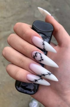 Discover 20 spooky yet stylish Halloween nail ideas to haunt and enchant your fingertips. Dive into eerie designs and chilling colors now! #black #nails Halloween Acrylic Nails, Punk Nails, Gothic Nails, Anime Nails, Black Nail Polish, Goth Nails, Grunge Nails