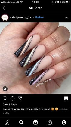 V Tip Design Nails, Coffin Ombre Acrylic Nails, Nails Coffin Ombre, Acrylic Nails Coffin Ombre, Space Nail Art, Coffin Ombre, Naked Nails, Nails Fancy, Negative Space Nail Art