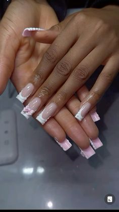 Baddie Medium Nails, Nails For 16 Birthday, White Baddie Nails, Medium French Tip Acrylic Nails, Medium Nails, Hard Nails, Colored Acrylic Nails, Girly Acrylic Nails