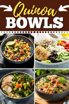 the ultimate guide to quinoa bowls with pictures of different dishes and ingredients in them