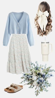 Coffee Date Outfits Summer, Modest Cardigan Outfit, Old Money Church Outfit, Cute Modern Outfits, Modest Outfit Ideas For School, Church Girl Aesthetic Outfit, Vintage Modest Outfits, Modest Old Money Outfits, Church Outfit Skirt