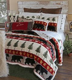 Tall Pine Sherpa Set - Sets Cabin Bedding Sets, Plush Comforter, Lodge Bedding, Pine Beds, Fall Bedding, Christmas Bedding, Christmas Decorations Bedroom, Christmas Bedroom, King Comforter Sets