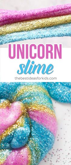 unicorn slime recipe with text overlay