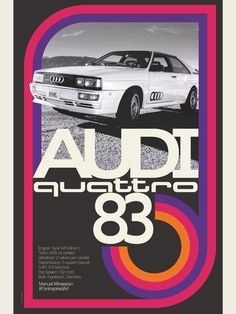 an advertisement for the audi quattro 85