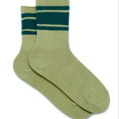 These Classic Crew Socks Are Complete With A Soft Ribbed Fabrication And A Varsity Stripe Detail At The Ankle. Onesize, Green *Soft Ribbed Fabrication *Varsity Stripe At Ankle *One Size Fits Most Trendy Green Cotton Socks, Green Cotton Summer Socks, Casual Green Cotton Socks, Green Soft, Pacsun, Crew Socks, Hosiery, Green Color, Socks