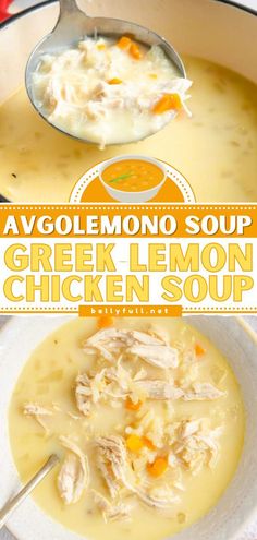 this is an image of a bowl of greek lemon chicken soup