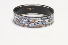 HERMES La Vie du Grand Nord Reindeer Enamel Bangle Luxury Silver Enamel Bracelets, Genuine Love, Hermes Paris, Only 1, Made In, Bangle Bracelet