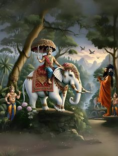 This illustration captures a powerful moment from the Narayana Kavacham’s origins, where Lord Indra, mounted on his divine elephant Airavata, receives spiritual guidance from Sage Viswaroopa. This scene represents the origins of the Narayana Kavacham, a protective prayer gifted by the sage to Indra, which enabled him to reclaim his throne and conquer enemies. Learn more about the history, benefits, and divine protection invoked by the Narayana Kavacham in this essential Vedic armor for spiritual and physical well-being. #NarayanaKavacham #LordIndra #VedicProtection #SpiritualArmor #HinduMythology #SanatanaDharma Lord Indra, Rama Lord, Spiritual Armor, Prayer Gifts, Last Rites, Divine Protection, Spiritual Protection, Ancient India