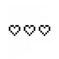 an image of three pixeles in the shape of heart and two smaller ones behind them