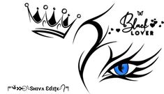 an eye with blue eyes and a crown on it