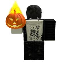 a lego figure with a pumpkin on his chest