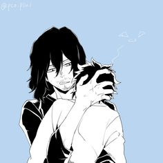 a drawing of a person holding a cat