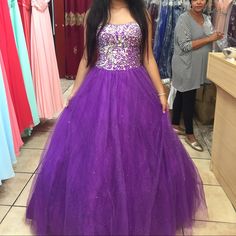 Beautiful Purple Puffy Sweet 16, Quinceanera Dress. Never Been Worn Purple Gown, Purple Gowns, Quinceanera Dress, Quinceanera Dresses, Quinceanera, Sweet 16, Color Purple, Sleeveless Formal Dress, Ball Gowns