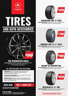 an advertisement for tires and auto accessories