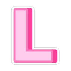 the letter l in pink on a white background sticker is made out of paper