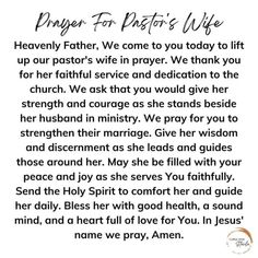 prayer for pastor's wife