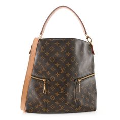 This is an authentic LOUIS VUITTON Monogram Melie. This chic hobo is finely crafted of classic Louis Vuitton monogram coated canvas. The bag features zipper pockets on either side, a vachetta leather top handle, optional shoulder strap, personalized hot stamped luggage tag with initial "C" in gold foil and polished brass hardware. The top is open to a deep purplemicrofiber interior with patch pockets. Business Bags With Zipper In Monogram Canvas, Chic Monogram Canvas Bag With Zipper Closure, Luxury Hobo Bag With Leather Handles And Coated Canvas, Modern Shoulder Bag With Zipper In Coated Canvas, Designer Travel Hobo Bag With Zipper, Formal Coated Canvas Bag With Zipper Pocket, Classic Shoulder Bag In Signature Coated Canvas With Zipper, Designer Monogram Canvas Bag With Zipper Pocket, Elegant Monogram Canvas Shoulder Bag With Zipper Closure